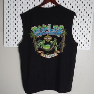 Harley Davidson Tank Top Black Motorcycles Naples Florida Large‎